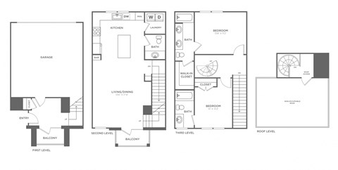 Floor plan for 2 beds, 2.5 baths, 1269 sqft